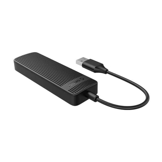 Orico 4-Port USB 2.0 Hub for Connecting Multiple Devices Easily - compact black hub with USB cable for adding four peripherals