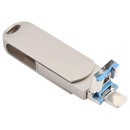 Versatile USB Drive for Daily File Storage and Transfer - compact metal USB stick with USB-A and Lightning connectors for quick photo, video, document transfer