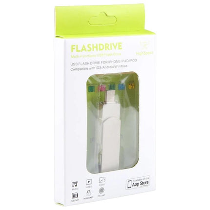 Versatile USB Drive for Daily File Storage and Transfer - white flash drive in retail packaging for easy phone and computer file transfer