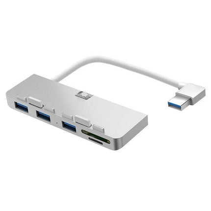 Rocketek USB Hub for iMac with Multiple Ports and Card Slots slim silver hub with three USB 3.0 ports and SD card slots for Mac and Windows