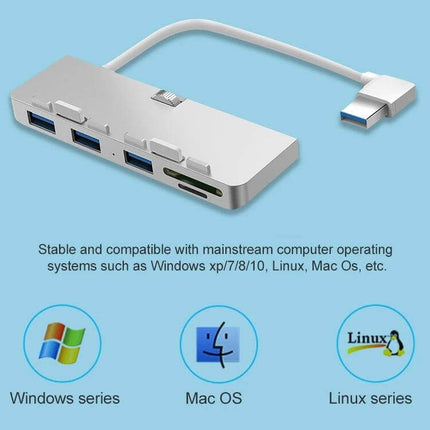 Rocketek USB Hub for iMac with Multiple Ports and Card Slots slim aluminum USB hub with card reader and cable for Mac and Windows