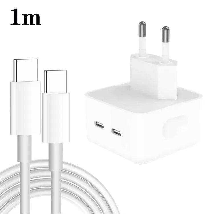 PD 35W Dual USB-C Charger with Type-C Data Cable EU Plug