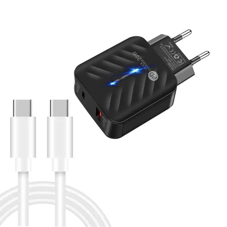 PD03 20W PD3.0 QC3.0 USB Charger Type-C Cable EU Plug Fast Charge