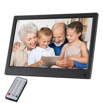 11.6 Inch Digital Photo Frame for Displaying Photos and Slideshows showing grandparents and grandchildren enjoying slideshow with remote control