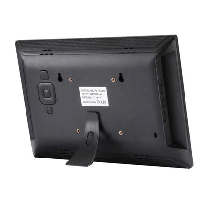 11.6 Inch Digital Photo Frame for Displaying Photos and Slideshows showing rear view with stand, control buttons, and wall mount slots