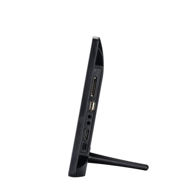 11.6-Inch Digital Photo Frame for Home Photo Display showing side profile with ports (USB, HDMI, headphone) and rear kickstand