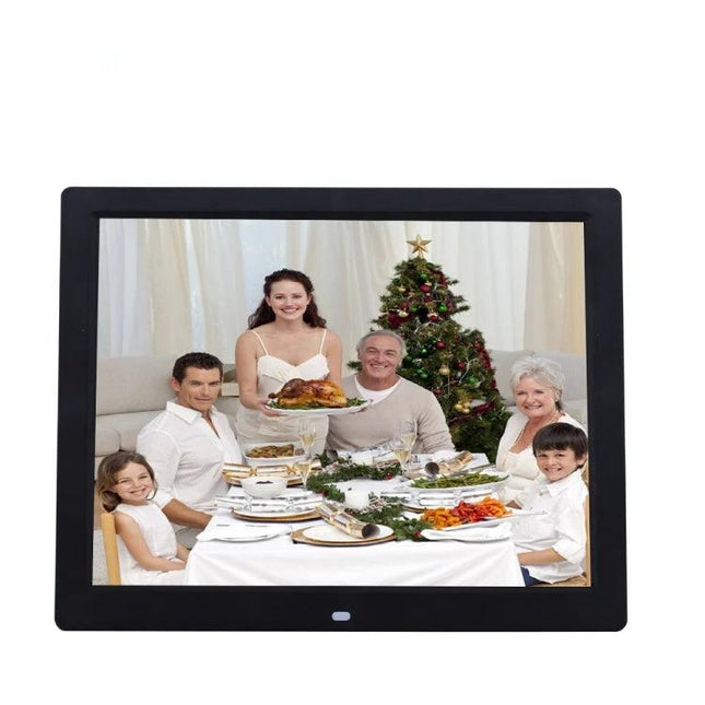 14-Inch Digital Photo Frame for Home Photo Display showing family holiday dinner on 14-inch LED 4:3 display