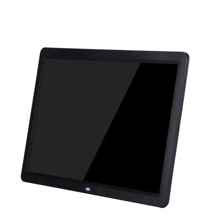 17-Inch Digital Photo Frame for Displaying Images and Videos showing black 17-inch LED screen on angled display