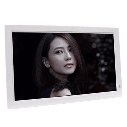 21.5-Inch Digital Photo Frame for Displaying Photos and Videos showing a portrait on 1920x1080 LED screen with 16:9 aspect ratio
