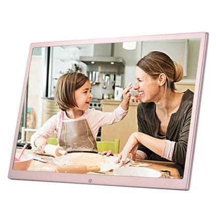 17-Inch Digital Photo Frame for Home Photo and Video Display showing mother and child baking, 17-inch LED frame with 1440x900 resolution