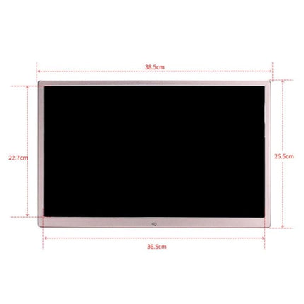 17-Inch Digital Photo Frame for Home Photo and Video Display showing front view with dimensions and 17-inch LED screen