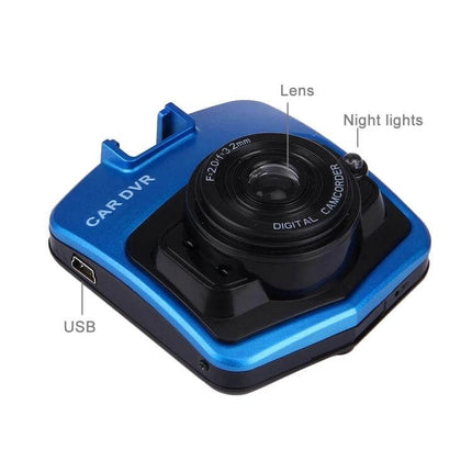 Car Camcorder with 2.4 Inch LCD Screen for Driving Recordings - blue compact dash cam with lens, night lights and USB port