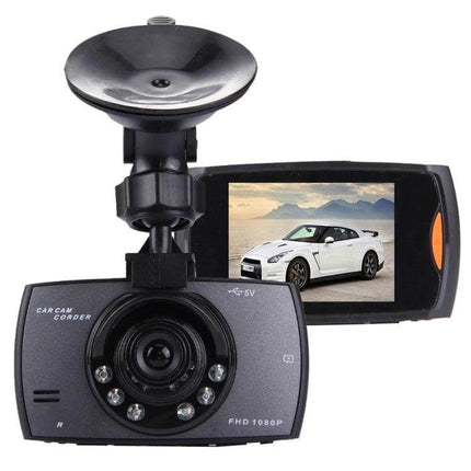 Car DVR Camera with 2.7 Inch LCD Screen for Easy Viewing showing dash cam with suction mount and 2.7-inch LCD playback