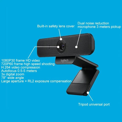 Logitech HD Webcam for Video Calls with Privacy Cover — 1080p HD, autofocus, Rightlight 2, built-in safety lens cover and tripod port