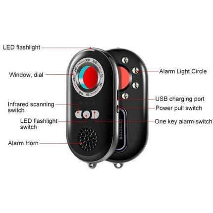 Vibration Security Alarm for Home and Vehicle Protection compact vibration detector with LED flashlight, alarm horn, USB charging port and one-key alarm