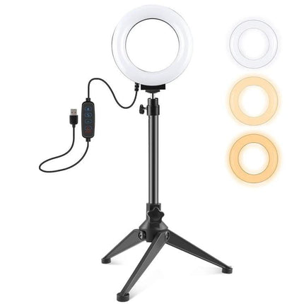 PULUZ Ring Light for Home Vlogging and Daily Photos on adjustable tripod with USB remote and 3 color temperatures