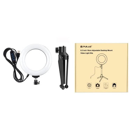 PULUZ Ring Light with Tripod for Everyday Video Sessions - 6.2-inch LED ring light, USB powered with desktop tripod and dimmer control