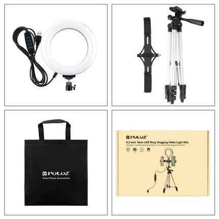 PULUZ Kit for Home Vlogging and Daily Video Sessions — ring light, tripod, dual phone bracket and carry bag for steady, well-lit recordings