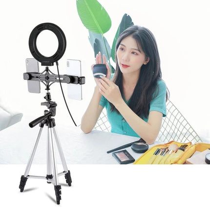 PULUZ Kit for Home Vlogging and Daily Video Sessions tripod, dual phone bracket and ring light setup for makeup tutorials and steady recordings