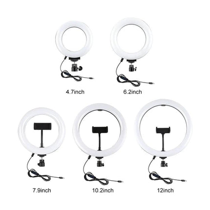 PULUZ Kit for Everyday Live Streaming and Vlogging LED ring lights and phone holder set showing multiple ring sizes for steady well-lit vlogs