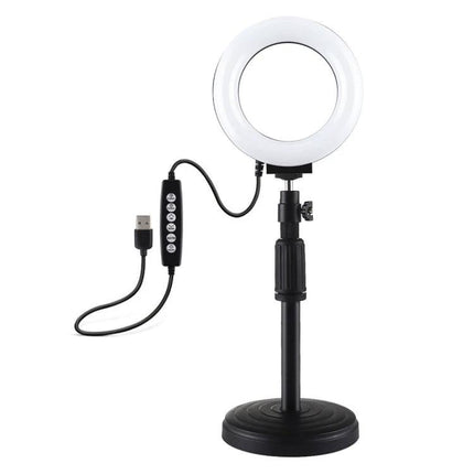 PULUZ Ring Light for Daily Vlogging and Selfies at Home compact USB ring light on tabletop stand for even, flattering lighting