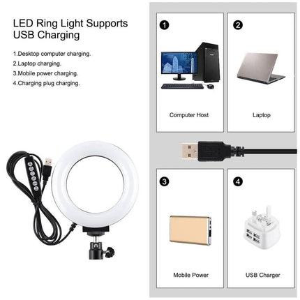 PULUZ Ring Light for Daily Vlogging and Selfies at Home USB-powered LED ring light with clip, remote dimmer and multiple charging options