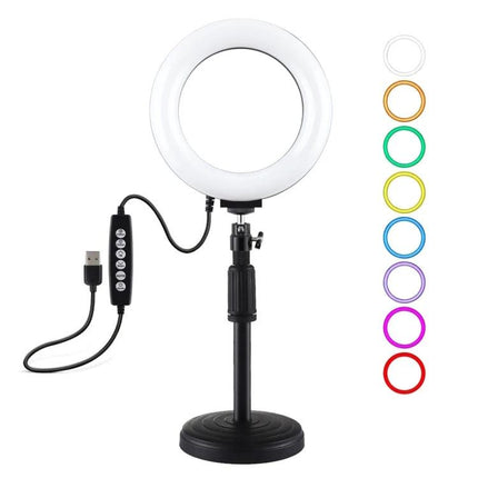 PULUZ LED Ring Light for Daily Vlogging and Home Photos on adjustable tabletop stand with USB remote and color modes