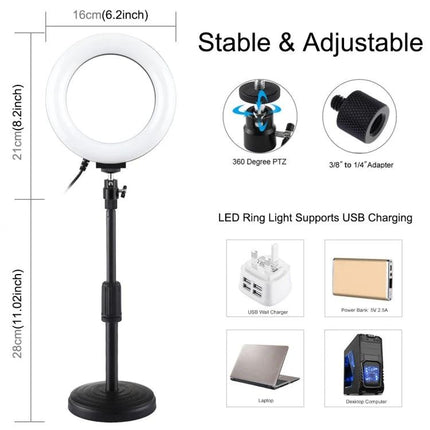 PULUZ LED Ring Light for Daily Vlogging and Home Photos compact adjustable ring light with tripod for selfies video calls and indoor photography