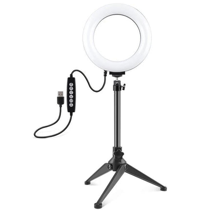 PULUZ LED Ring Light for Daily Vlogging and Home Photos on tripod with USB controller, adjustable brightness for home vlogging