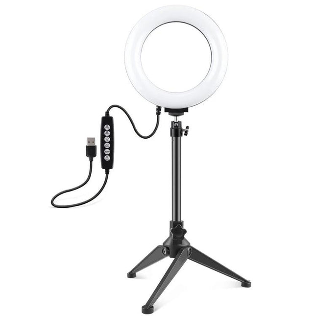 PULUZ LED Ring Light for Daily Vlogging and Home Photos on tripod with USB controller, adjustable brightness for home vlogging