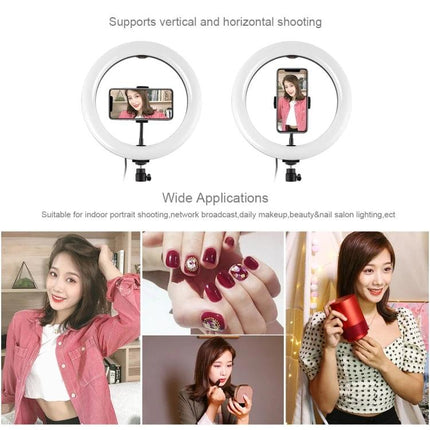 PULUZ LED Ring Light for Home Video Calls and Vlogging — adjustable ring light with phone holder for portrait/horizontal shooting and makeup vlogging