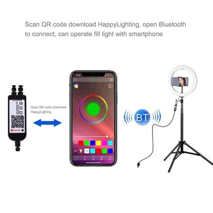 PULUZ LED Ring Light for Home Video Calls and Vlogging - smartphone app Bluetooth control, color wheel, tripod-mounted ring light for vlogging and video calls