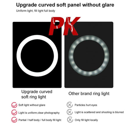 PULUZ LED Ring Light with Tripod for Daily Vlogging Sessions showing upgraded curved soft panel vs other brand ring light