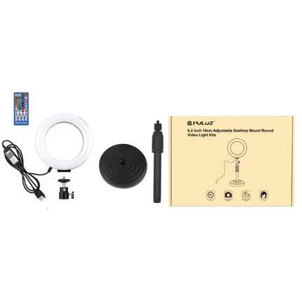 Essential PULUZ Ring Light for Home Vlogging Sessions - 6.2-inch LED ring light kit with remote, USB power and adjustable desktop mount