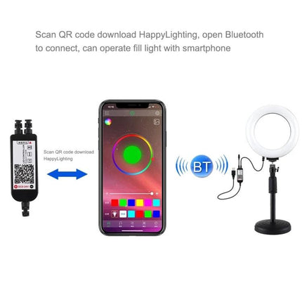Essential PULUZ Ring Light for Home Vlogging Sessions - smartphone app Bluetooth control showing color wheel and ring light setup