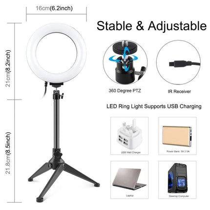 PULUZ Ring Light for Daily Video Calls and Home Photos, adjustable LED ring with tripod for virtual meetings and home photography