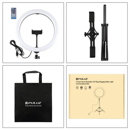 PULUZ Aluminum Tripod for Daily Vlogging and Travel with ring LED light, phone bracket, carry bag and foldable stand