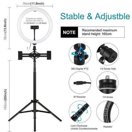 PULUZ Aluminum Tripod for Daily Vlogging and Travel with ring LED, phone bracket and adjustable 165cm stand for stable vlogging