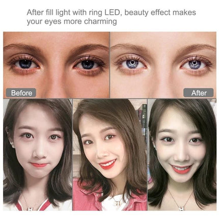 PULUZ Aluminum Tripod for Daily Vlogging and Travel showing before and after ring LED light portraits and steady phone vlogging setup