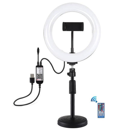 PULUZ Ring Light for Daily Video Chats and Photos on adjustable stand with phone holder and USB power