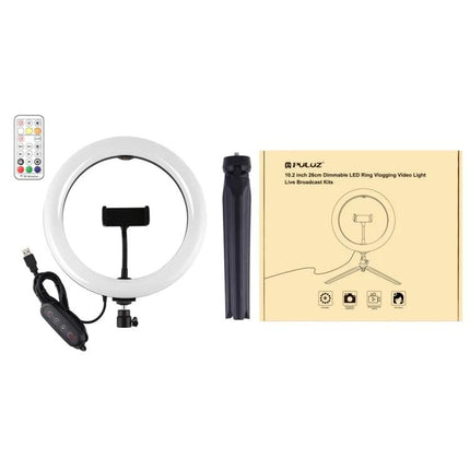 PULUZ LED Ring Light for Vlogging and Photography with tripod, phone holder, remote and USB controller for travel and indoor content creation