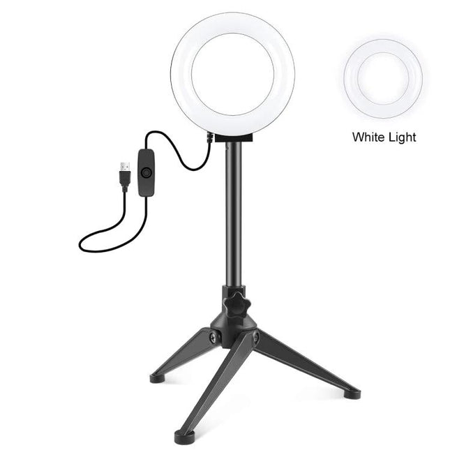 PULUZ Ring Light for Everyday Selfies and Video Calls on tabletop tripod with USB cord and dimmer for video calls and selfies