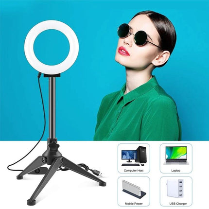 PULUZ Ring Light for Everyday Selfies and Video Calls on tripod showing even soft lighting for selfies and video calls
