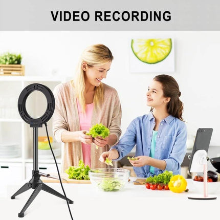 PULUZ Ring Light for Everyday Selfies and Video Calls - mother and daughter cooking with ring light for even lighting during video recording