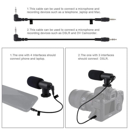 PULUZ 4-in-1 Smartphone Vlogging Kit with LED Light — lavalier/microphone cable examples showing phone and DSLR connections