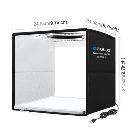 PULUZ 25cm Folding Portable Photography Tent Box for Small Items - compact foldable lightbox with USB LED ring for jewelry and product photos