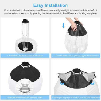 PULUZ Studio Video Light Kit for Photography Sessions collapsible diffuser easy installation step-by-step setup