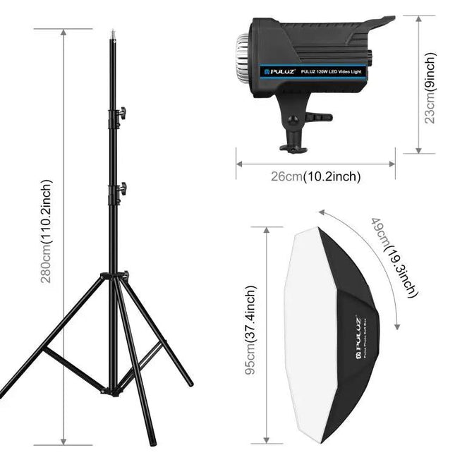 PULUZ 120W Studio Light Kit for Photo and Video Sessions