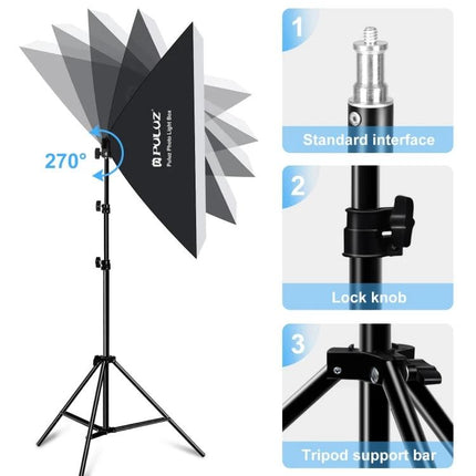 PULUZ 50x70cm Softbox Lighting Kit for Photo Studios with adjustable tripod, 270° tilting softbox and lock knob (50x70cm)