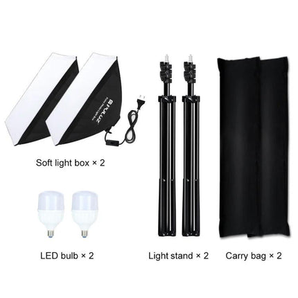 PULUZ 50x70cm Softbox Lighting Kit for Photo Studios with two softboxes, LED bulbs, adjustable light stands and carry bags